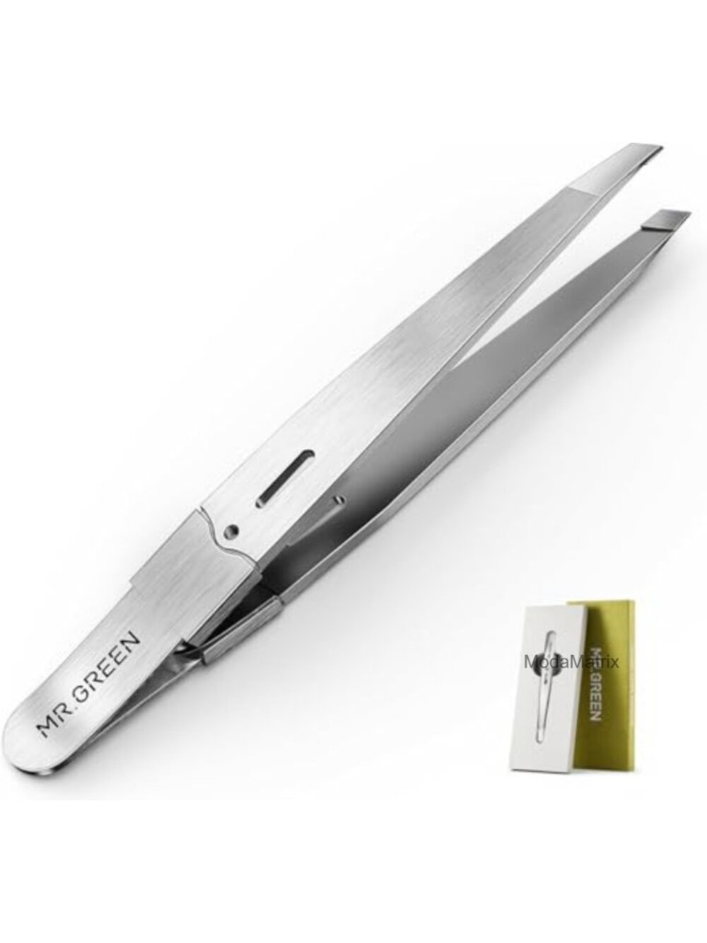 Precision Slant Tip Stainless Steel Tweezers for Facial Hair & Eyebrows